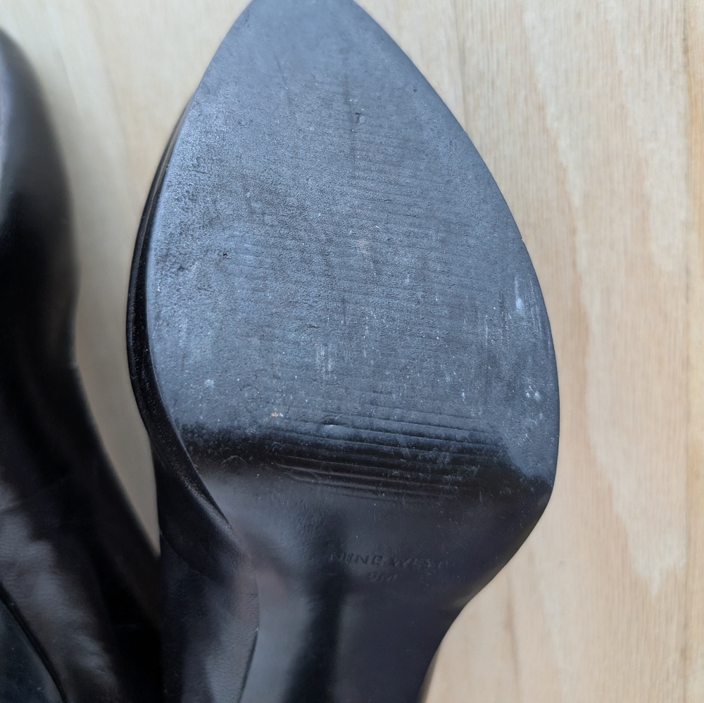 Nine West Classic Platform Stilleto Black Leather Heels (Size 8) - Picture 13 of 16